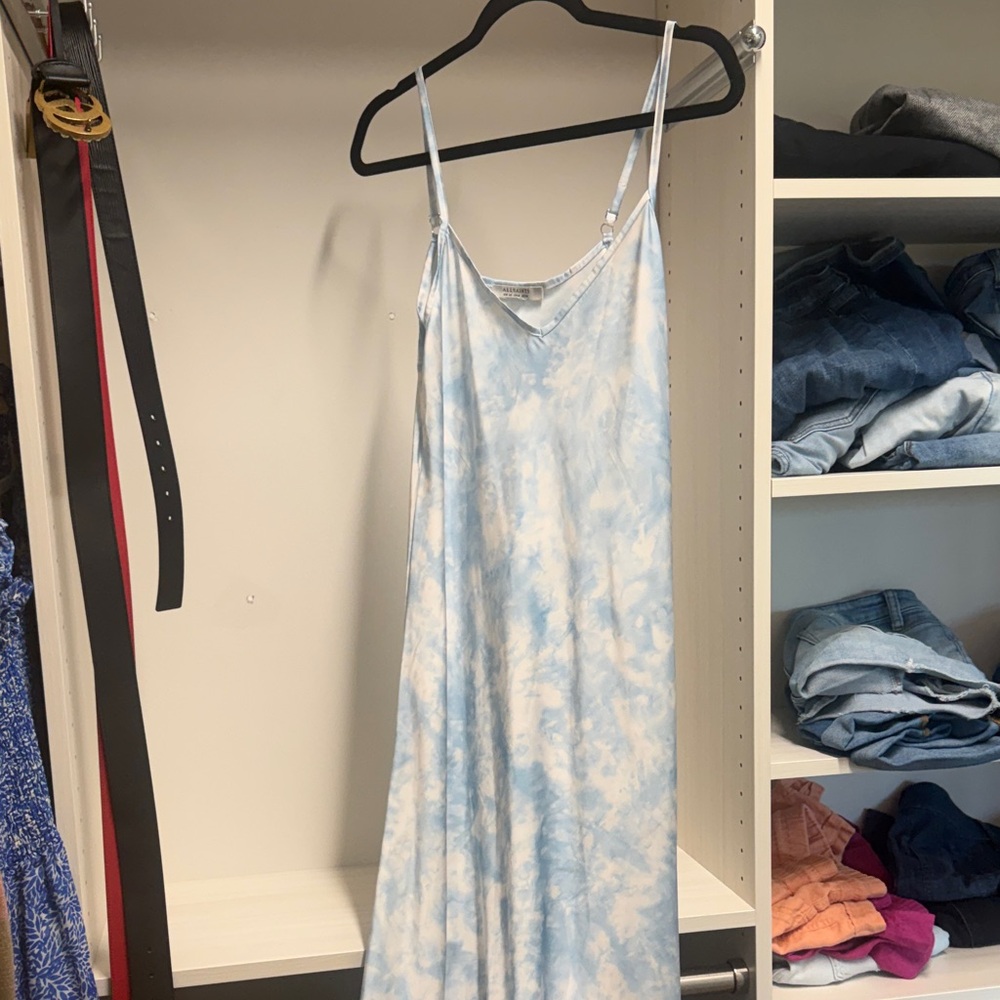 Light Blue Tie-Dye Slip Dress